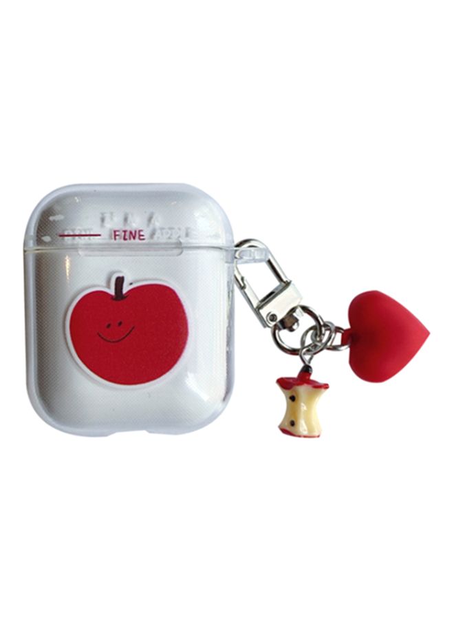 Beauenty Printed Case Cover With Carabiner For Apple AirPods 1/2 Clear/Red - Image 1