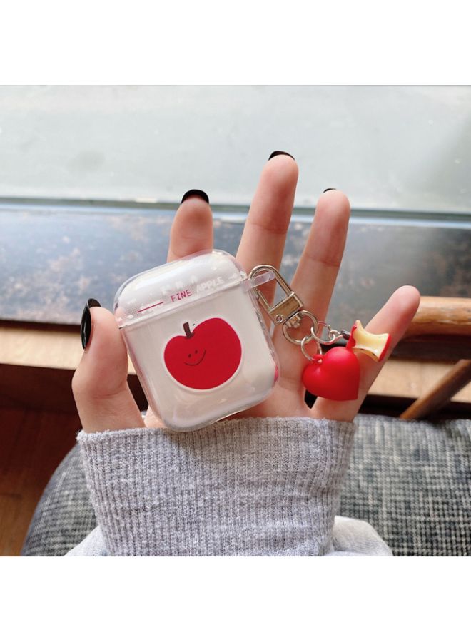 Beauenty Printed Case Cover With Carabiner For Apple AirPods 1/2 Clear/Red - Image 2