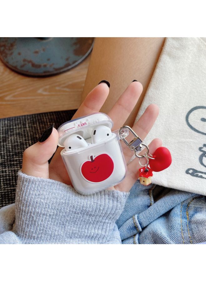 Beauenty Printed Case Cover With Carabiner For Apple AirPods 1/2 Clear/Red - Image 3