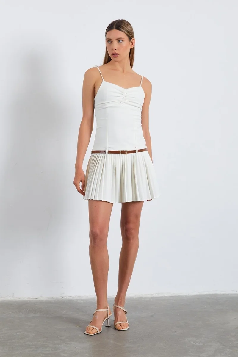 تينا Pleated Mini Dress