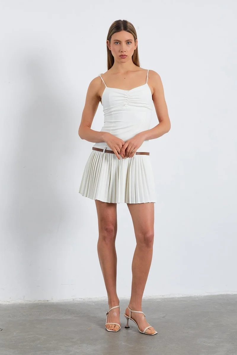تينا Pleated Mini Dress