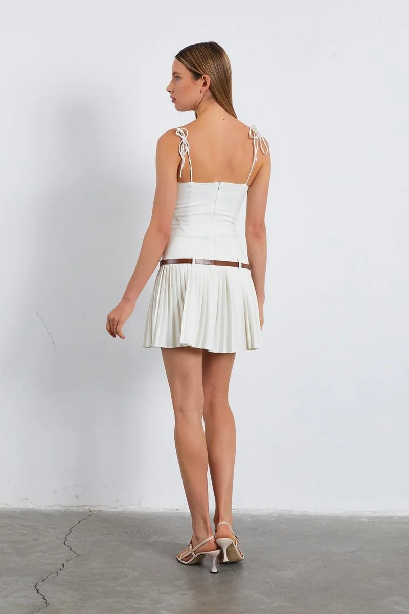 تينا Pleated Mini Dress