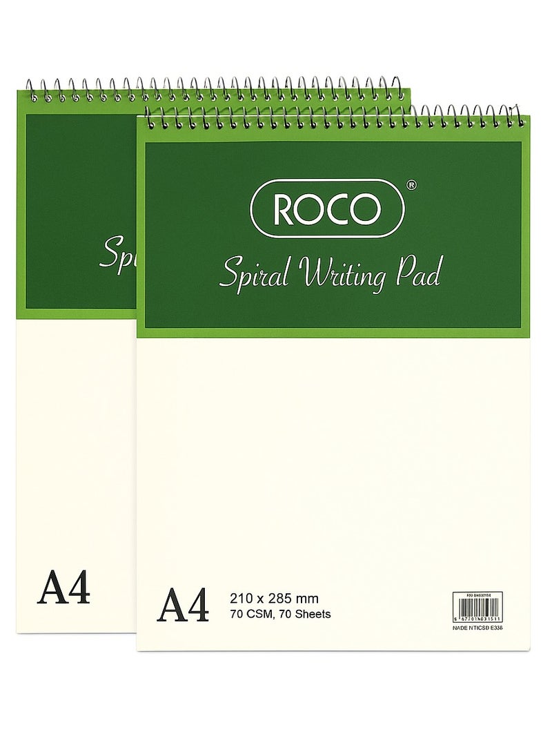 ROCO A4 Spiral Writing Pad – Pack of 2 – 70 GSM, 70 Sheets Each - Image 2