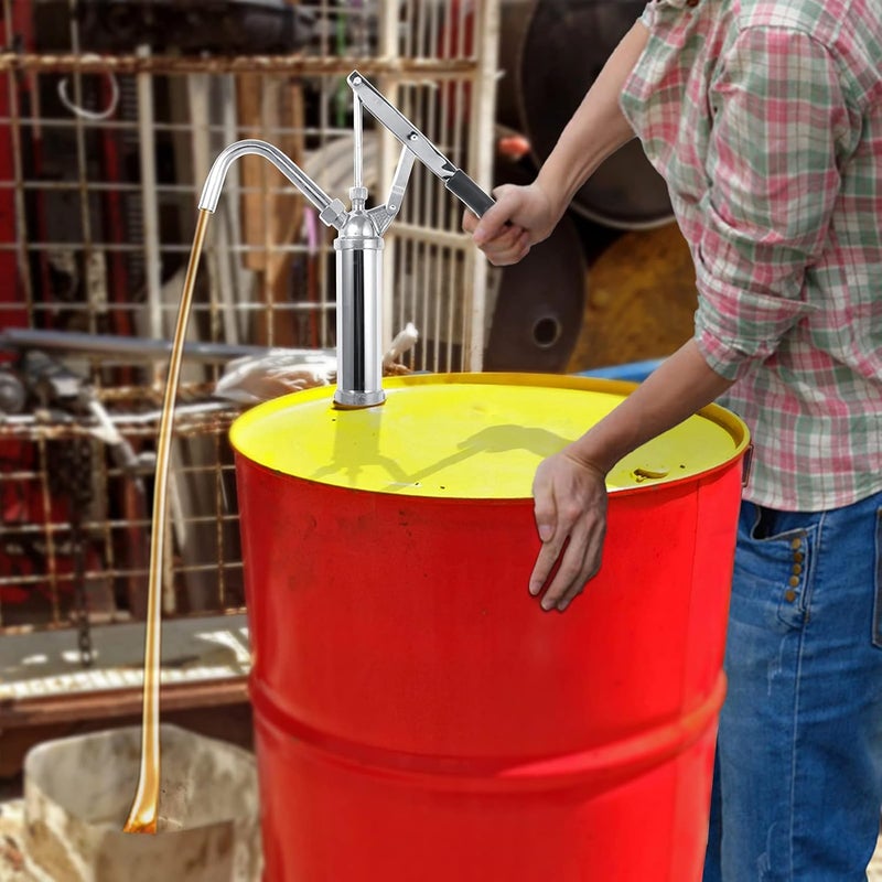 كلاراكو مضخة برميلية تعمل بالرافعة، مضخة أسطوانية يدوية للزيت سعة 55 جالونًا، مضخة يدوية لنقل الوقود من الحديد الزهر عالي التحمل تعمل بالرافعة - Image 4