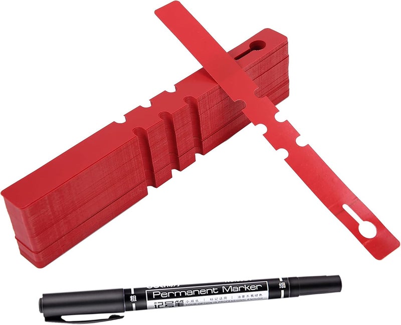 Mihey 200 Pcs Red Plastic Plant Tags with a Marker Pen, Wrap Around Hanging Tree Tags Nursery Garden Labels Waterproof Nursery Garden Stakes, 2x20cm - Image 1