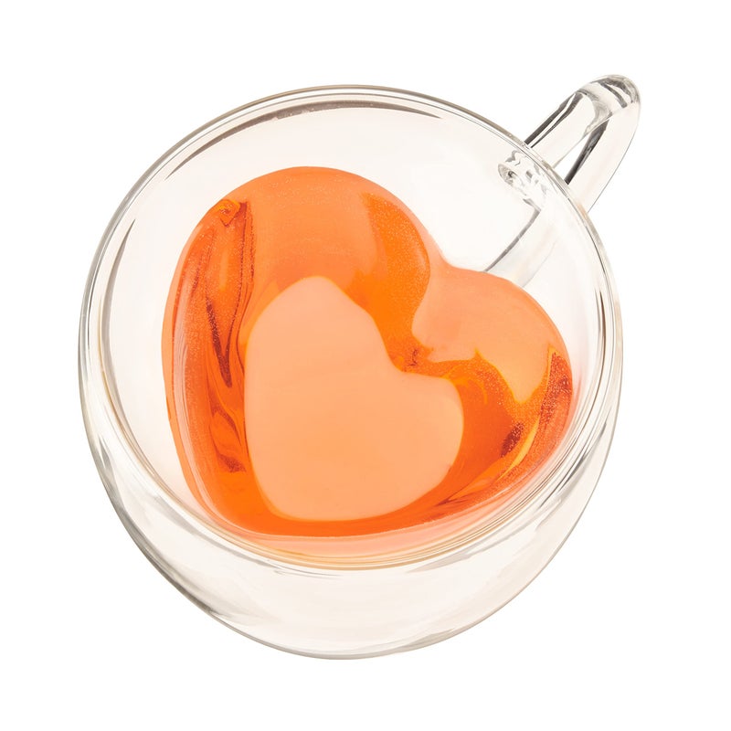 Pinky Up Kendall Heart Shaped Glass Tea Cups with Handle Double Walled Coffee Mugs Drinking Glasses for Hot Chocolate Milk Latte Eggnog Cocktails Mocktails Smoothies Home Kitchen 8 oz Set of 1