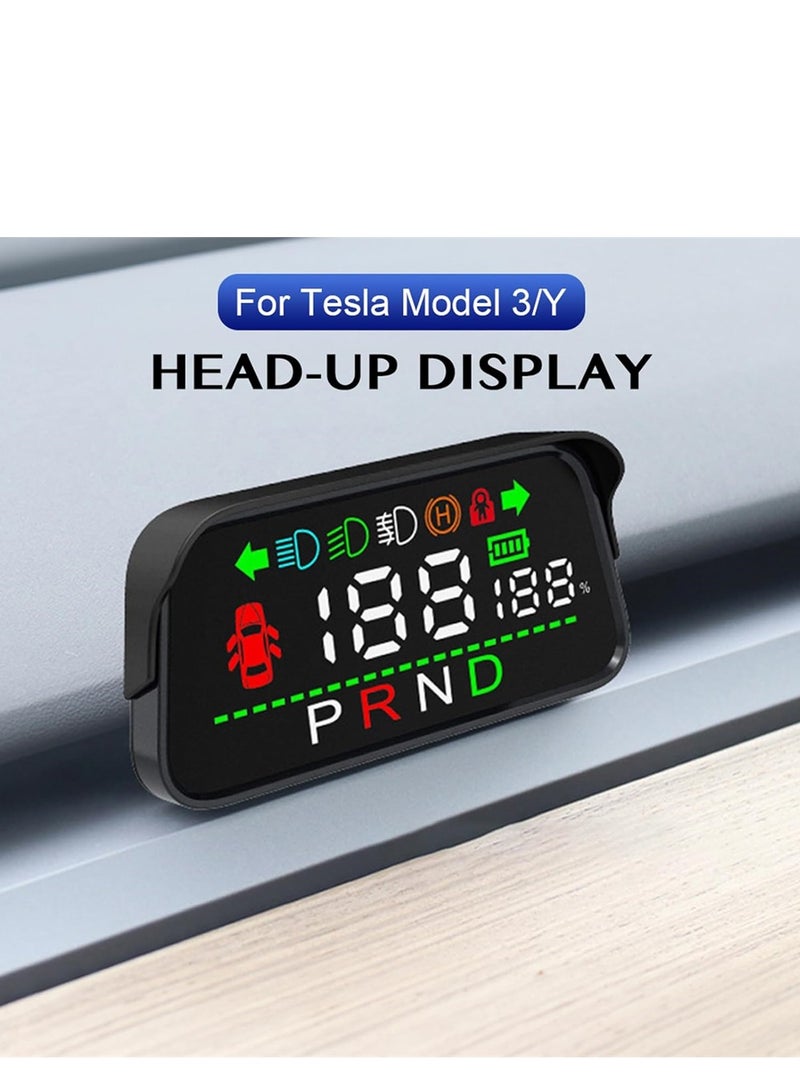 Heads up Display with Light Door Gear Indicator Speedometer Digital Alarm Set Speed display Steering display Gear display Braking Monitor HUD for Tesla Model 3 Y 2016-2023 - Image 4