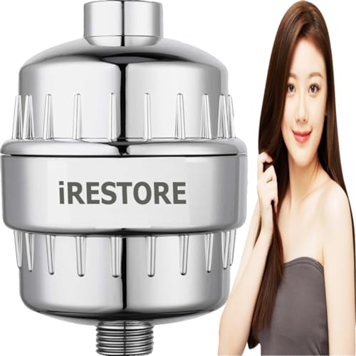 iRESTORE 20 Stage Tap Hard Water Bathroom Softener With 2 Filter Cartridges, 22mm 24mm 28mm Fitting Connectors Reduce Chlorine Stop Hair Fall Get Glowing Skin Pack of 1 - Image 1