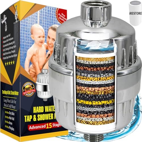 iRESTORE 20 Stage Tap Hard Water Bathroom Softener With 2 Filter Cartridges, 22mm 24mm 28mm Fitting Connectors Reduce Chlorine Stop Hair Fall Get Glowing Skin Pack of 1 - Image 4