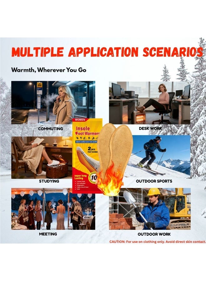 Insole Foot Warmer for Women- Up to 10+ Hour Safe Natural Odorless Heat, TSA Approved Thin & Adhesive Air Activated Warmers for Outdoor Work, Winter Sports, Boots & Shoes - 5 Pairs (10 Warmers) - Image 4