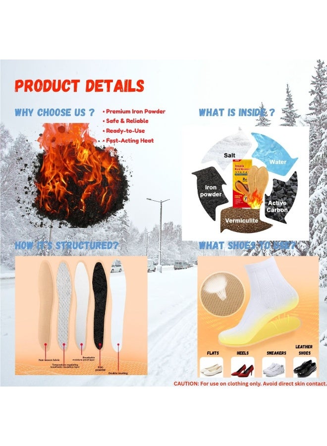 Insole Foot Warmer for Women- Up to 10+ Hour Safe Natural Odorless Heat, TSA Approved Thin & Adhesive Air Activated Warmers for Outdoor Work, Winter Sports, Boots & Shoes - 5 Pairs (10 Warmers) - Image 5