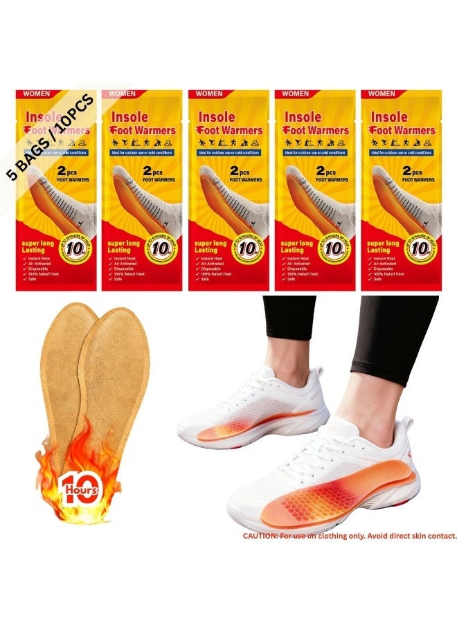 Insole Foot Warmer for Women- Up to 10+ Hour Safe Natural Odorless Heat, TSA Approved Thin & Adhesive Air Activated Warmers for Outdoor Work, Winter Sports, Boots & Shoes - 5 Pairs (10 Warmers) - Image 1