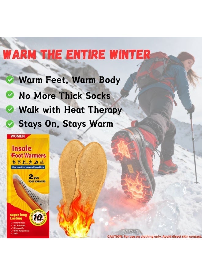 Insole Foot Warmer for Women- Up to 10+ Hour Safe Natural Odorless Heat, TSA Approved Thin & Adhesive Air Activated Warmers for Outdoor Work, Winter Sports, Boots & Shoes - 5 Pairs (10 Warmers) - Image 2