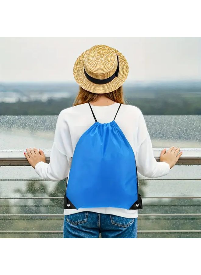 Foldable Oxford Cloth Drawstring Backpack 3PCS Paradise Blue for Sports Fitness Outdoor - Image 2