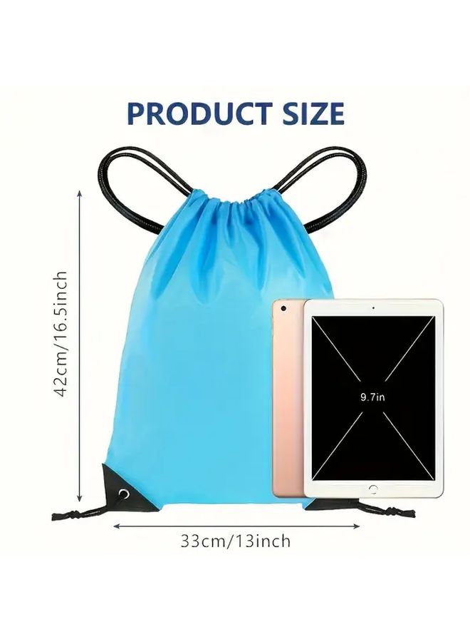 Foldable Oxford Cloth Drawstring Backpack 3PCS Paradise Blue for Sports Fitness Outdoor - Image 3