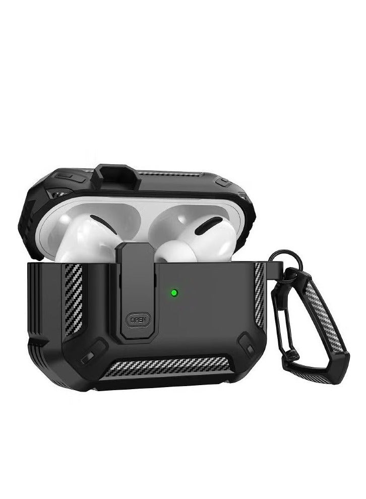 Airpods Pro 2 Case Cover 2022, Airpods Pro 2 Protective Case with Lock, Hard Shell Rugged Shockproof Cover with Keychain Compatible with Apple Airpods Pro 2 2022 (Black) - Image 1