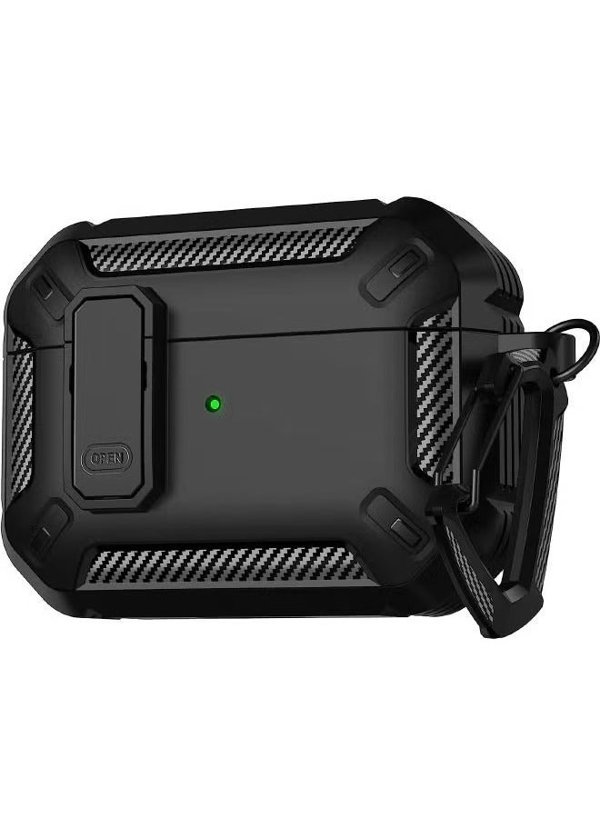 Airpods Pro 2 Case Cover 2022, Airpods Pro 2 Protective Case with Lock, Hard Shell Rugged Shockproof Cover with Keychain Compatible with Apple Airpods Pro 2 2022 (Black) - Image 2