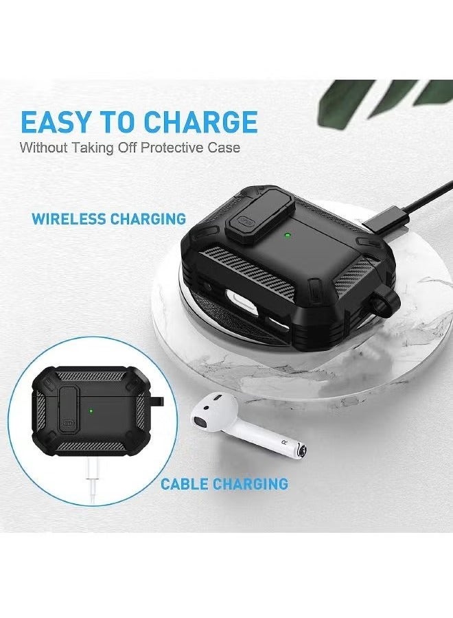 Airpods Pro 2 Case Cover 2022, Airpods Pro 2 Protective Case with Lock, Hard Shell Rugged Shockproof Cover with Keychain Compatible with Apple Airpods Pro 2 2022 (Black) - Image 5