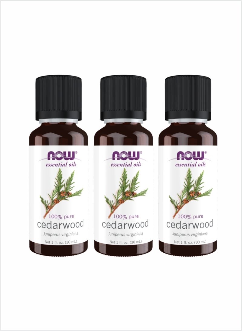 NOW Cedarwood Essential Oil - Grounding & Natural, 30ml (Pack of 3)