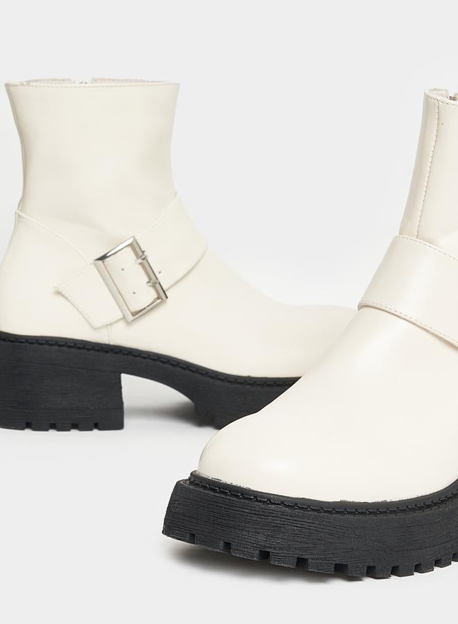 RAID Solid Buckle Detail Biker Ankle Boots by Styli  - Image 4