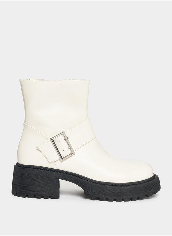 RAID Solid Buckle Detail Biker Ankle Boots by Styli  - Image 1