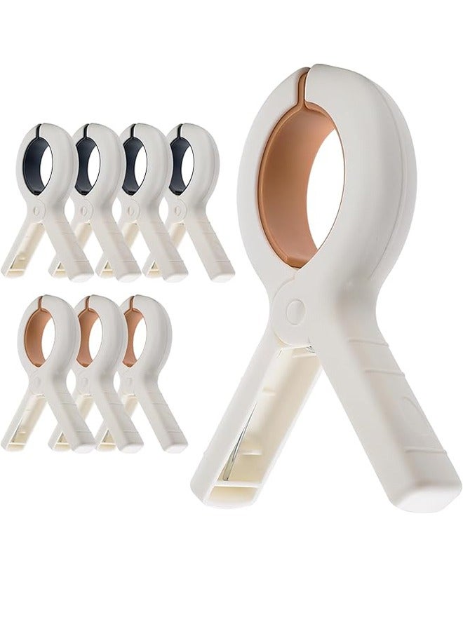 Extra Large Beach Towel Clips 8 Pack, 5.1 Inch Towel Clips For Beach Chairs Cruise Heavy Duty Towel Rack Clips For Pool Boats Clips Fastening Strong Markless Plastic Clips Windproof Home Quilt Clips (Khaki And Blue)  - Image 1