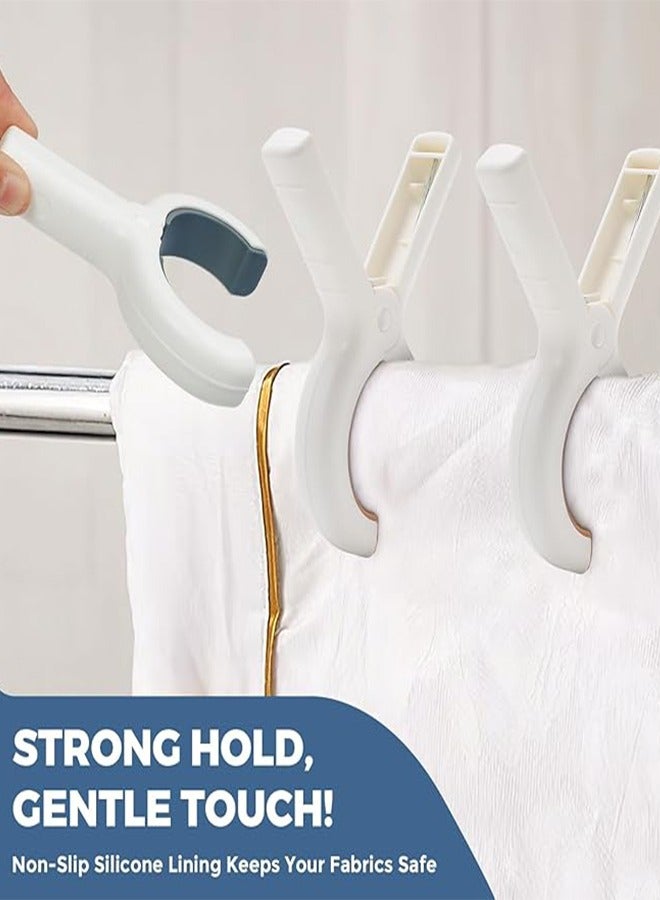 Extra Large Beach Towel Clips 8 Pack, 5.1 Inch Towel Clips For Beach Chairs Cruise Heavy Duty Towel Rack Clips For Pool Boats Clips Fastening Strong Markless Plastic Clips Windproof Home Quilt Clips (Khaki And Blue)  - Image 5