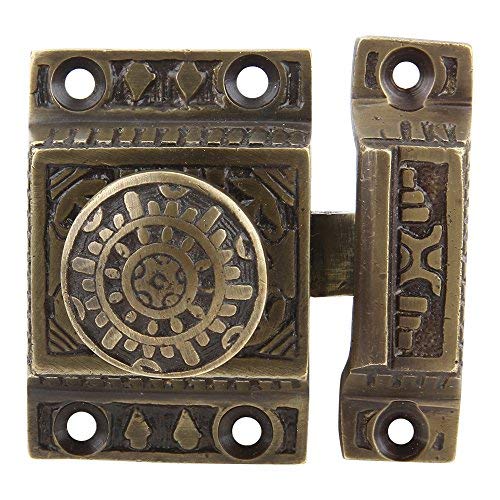 A29 Cabinet Latch Cabinet Door Latches for Closet Kitchen Door Windsor Design Antique Latch Antique Brass Pulls with Latches Hardware Solid Brass