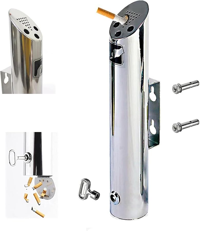Stainless Steel Wall Mount Outdoor Ashtray For Patio Hotel Cafe Office Restaurant Bar - Image 1