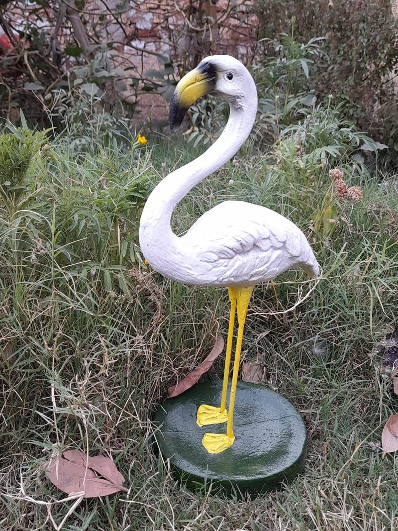 The Decorshed White Flamingo Garden Decor 16 Inch Small Flamingo Statue for Yard and Patio - Image 2