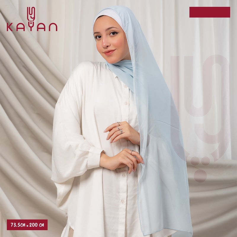 كايان طرحة طويلة سادة شيفون بتصميم مميز - متعدد الألوان - Image 1