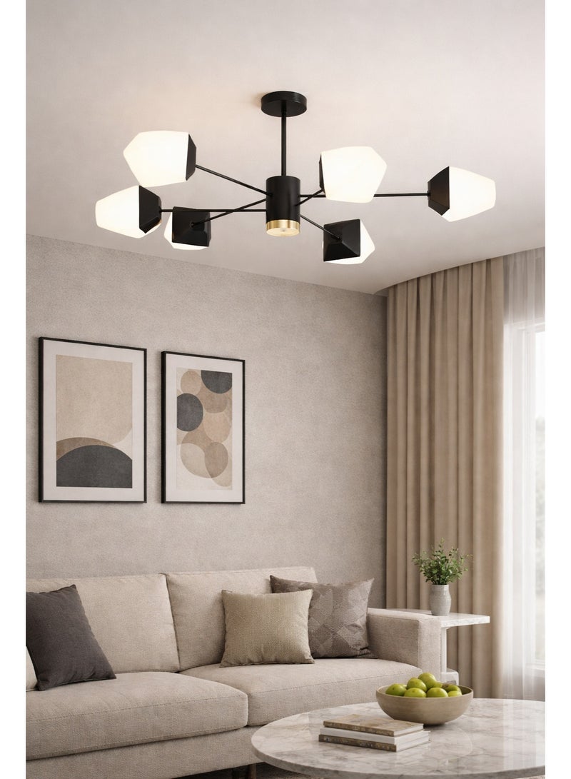 ثريا علاقي اسود  مودرن بثلاث اضاءات - Image 3