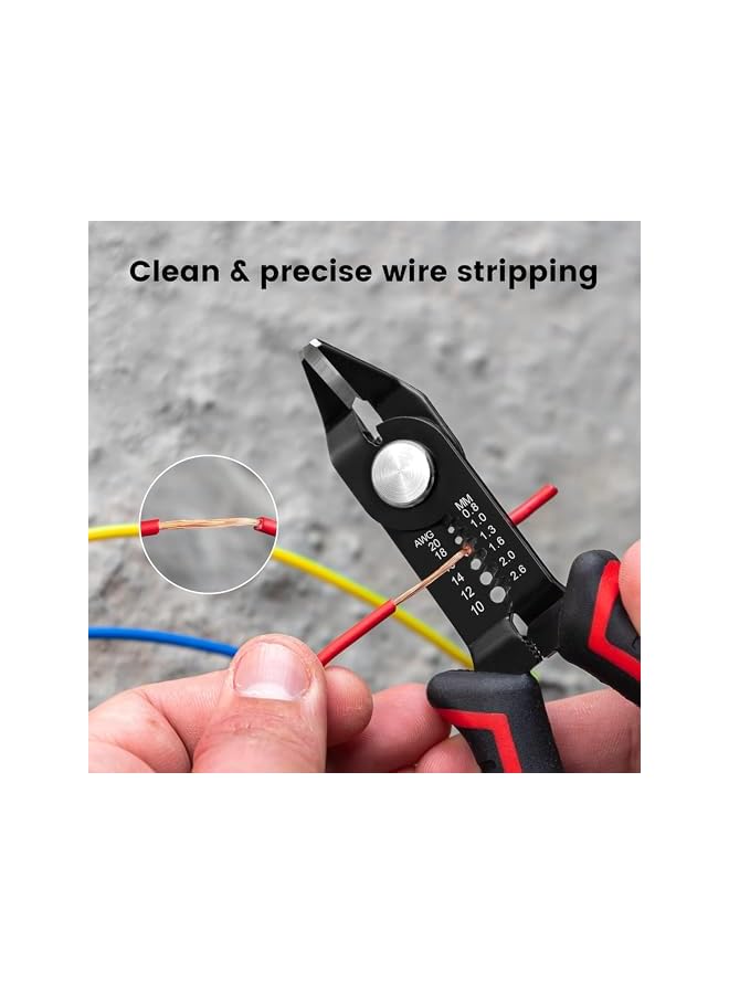 PROMASS promass Wire Stripper Tool, 6-Inch Wire Cutters with Supplementary Stripping, 2-in-1 Flush Cutter for Electric Cable Stripping Cutting and Crimping, Handy and Slim Diagonal Cutters, Side Cutting Plier  - Image 5