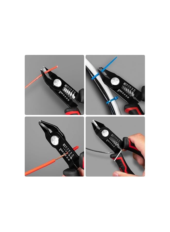 PROMASS promass Wire Stripper Tool, 6-Inch Wire Cutters with Supplementary Stripping, 2-in-1 Flush Cutter for Electric Cable Stripping Cutting and Crimping, Handy and Slim Diagonal Cutters, Side Cutting Plier  - Image 3