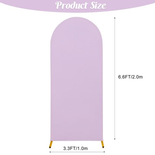 FEINIGESI Spandex Fitted Wedding Arch Cover 6.6FT Round Top Stand Covers Double-Side Chiara Cover Backdrop Cover for Wedding Birthday Party Ceremony Baby Shower Decoration(Lavender) - Image 2
