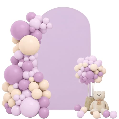 FEINIGESI Spandex Fitted Wedding Arch Cover 6.6FT Round Top Stand Covers Double-Side Chiara Cover Backdrop Cover for Wedding Birthday Party Ceremony Baby Shower Decoration(Lavender) - Image 1