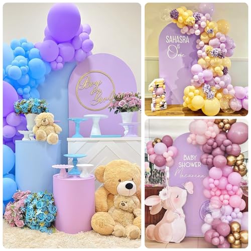 FEINIGESI Spandex Fitted Wedding Arch Cover 6.6FT Round Top Stand Covers Double-Side Chiara Cover Backdrop Cover for Wedding Birthday Party Ceremony Baby Shower Decoration(Lavender) - Image 5