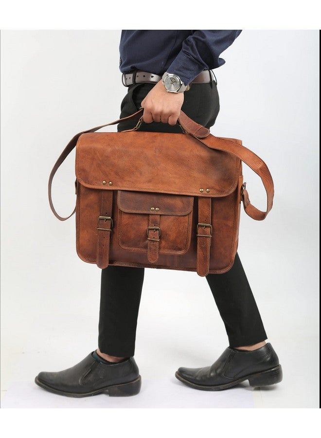 The Vintage Stuff The Vintage Stuff 16" Handmade Leather Travel Messenger Office Crossbody Bag Laptop Briefcase College Satchel Computer Best Bag for Men and women Brown - Image 5