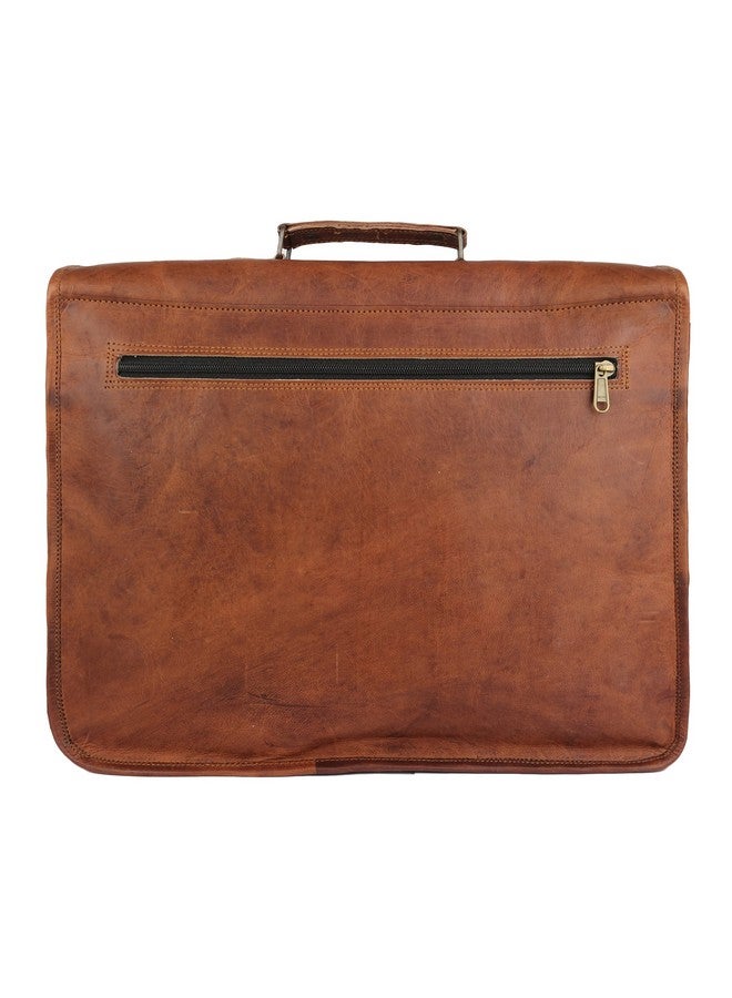 The Vintage Stuff The Vintage Stuff 16" Handmade Leather Travel Messenger Office Crossbody Bag Laptop Briefcase College Satchel Computer Best Bag for Men and women Brown - Image 2