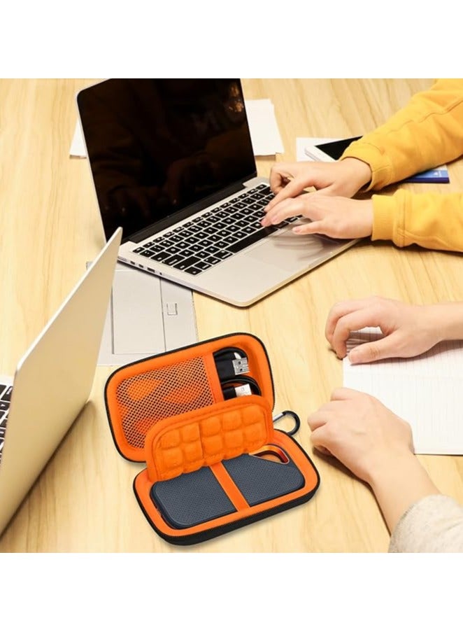 erorex Carrying Case for SanDisk Extreme Pro/SanDisk Extreme Portable External SSD 500GB 1TB 2TB 4TB USB-C Solid State Drive EVA Shockproof Protective Storage Travel Bag, Black+Orange  - Image 5
