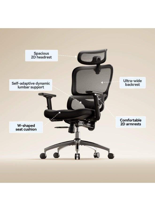 SIHOO M56C Ergonomic Office Chair, High Back Desk Chair, Lumbar Support, Swivel Computer Task Chair with Adjustable Headrest, Tilt Function,Black - Image 2