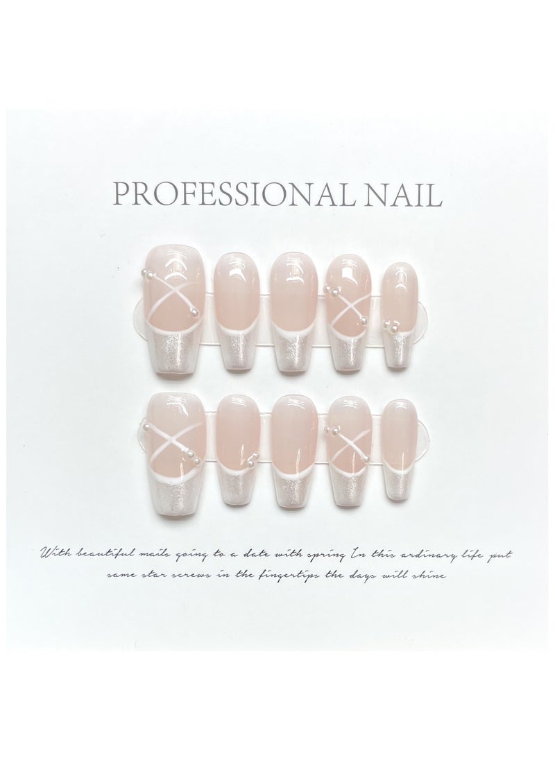 Binzo Beauty - Binzo Beauty Handmade French Press On Nails, 10pcs,Nails Art , Acrylic Nails, False Nails - Image 1