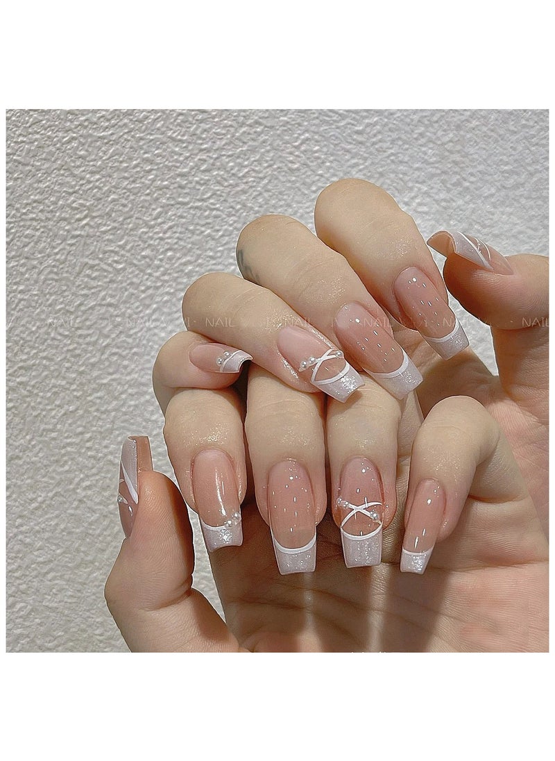 Binzo Beauty - Binzo Beauty Handmade French Press On Nails, 10pcs,Nails Art , Acrylic Nails, False Nails - Image 1