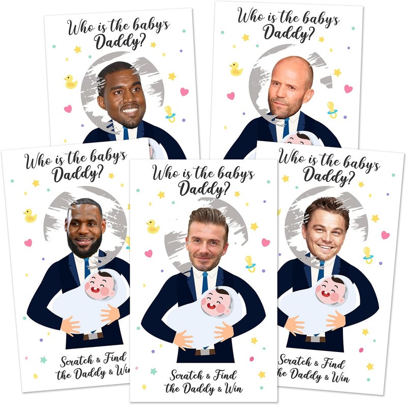 Zuoziosx 40 Cute Baby Shower Games - Scratch Off Lottery Ticket Raffle Cards - Decorations- who is The Baby's Daddy - 40 Cards - Image 1