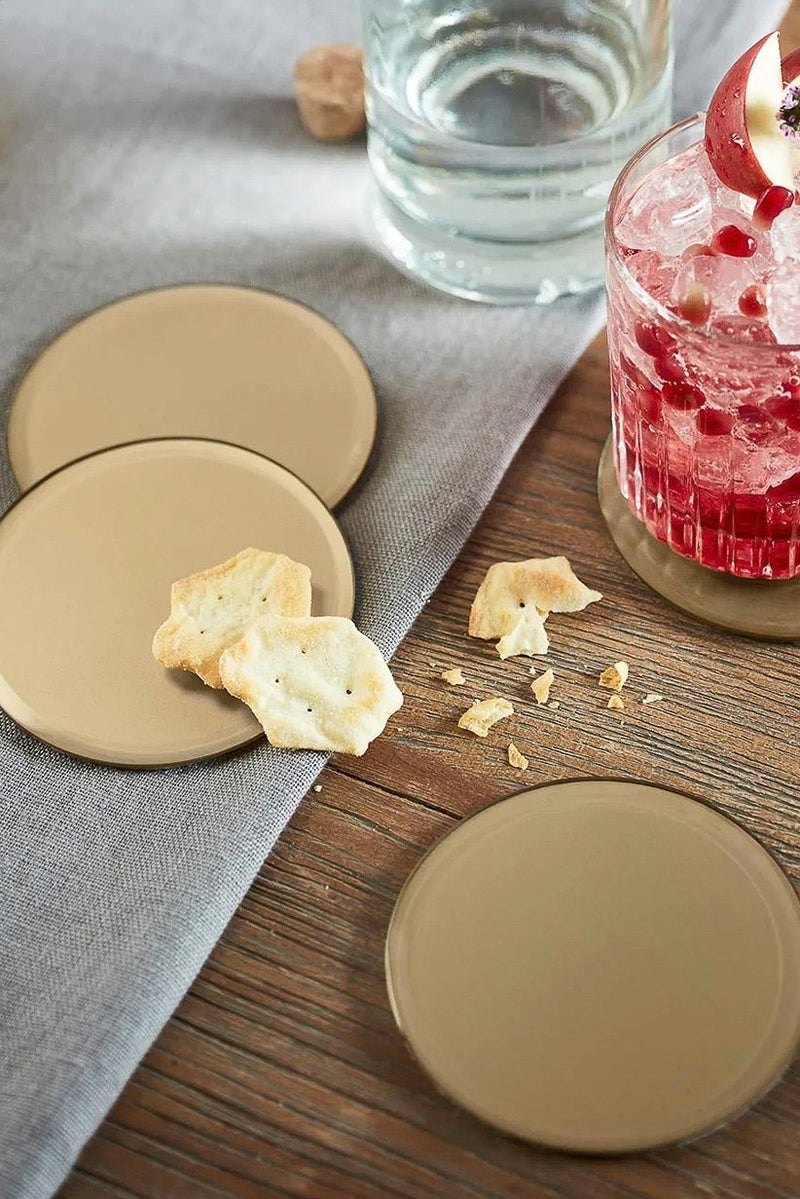 Tchibo 4,Pcs Glass Substitute Coasters, Gold  - Image 1
