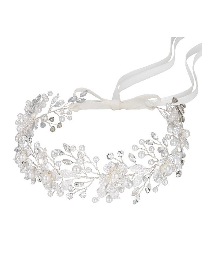 SWEETV - Weetv Silver Bridal Headpiece For Wedding Crystal Bridal Headband Wedding Hair Accessories For Women Girl Hair Vine - Image 1