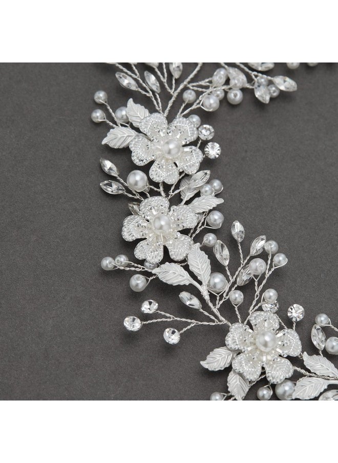 SWEETV - Weetv Silver Bridal Headpiece For Wedding Crystal Bridal Headband Wedding Hair Accessories For Women Girl Hair Vine - Image 1