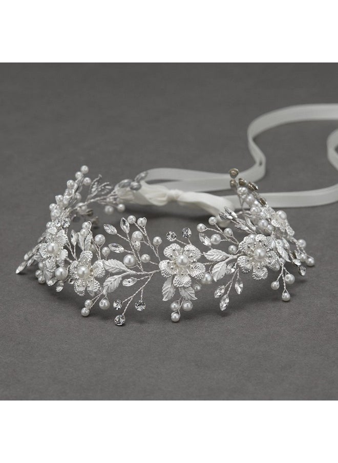 SWEETV - Weetv Silver Bridal Headpiece For Wedding Crystal Bridal Headband Wedding Hair Accessories For Women Girl Hair Vine - Image 1