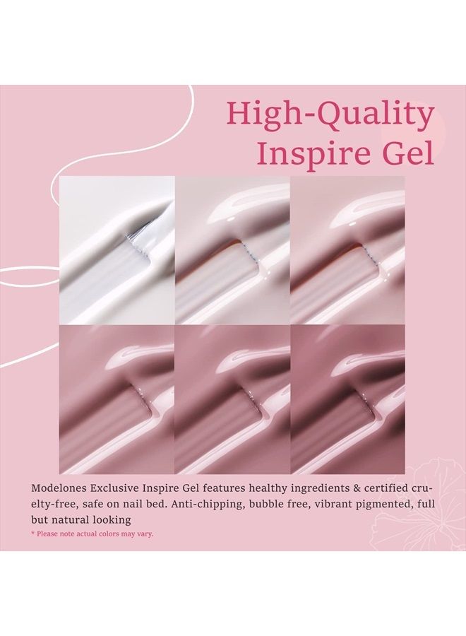 modelones طقم طلاء أظافر جل - 6 ألوان وردي نود، طلاء جل بلون الربيع الباستيل، وردي فاتح، طلاء أظافر محايد، أبيض، وردي خفيف، طقم بدء استخدام جل الأظافر LED، هدية شائعة لفن الأظافر، DIY، مانكير للنساء - Image 3