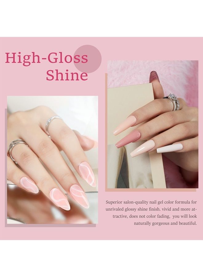 modelones طقم طلاء أظافر جل - 6 ألوان وردي نود، طلاء جل بلون الربيع الباستيل، وردي فاتح، طلاء أظافر محايد، أبيض، وردي خفيف، طقم بدء استخدام جل الأظافر LED، هدية شائعة لفن الأظافر، DIY، مانكير للنساء - Image 4